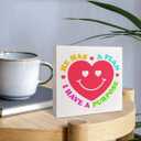 Neon Smiley Funny Christian Jesus Wood Box Sign Decor for Home Office, He Has A Plan I Have A Purpose, Religious Faith Christian Wooden Box Sign Decorations Gifts for Women Men
