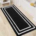 Uphome Bathroom Runner Rug, 24x59 Modern Black Long Bathroom Rug Non Slip Washable, Soft Plush Microfiber Absorbent Bath Mat Runner for Tub, Shower, Floor, Sink