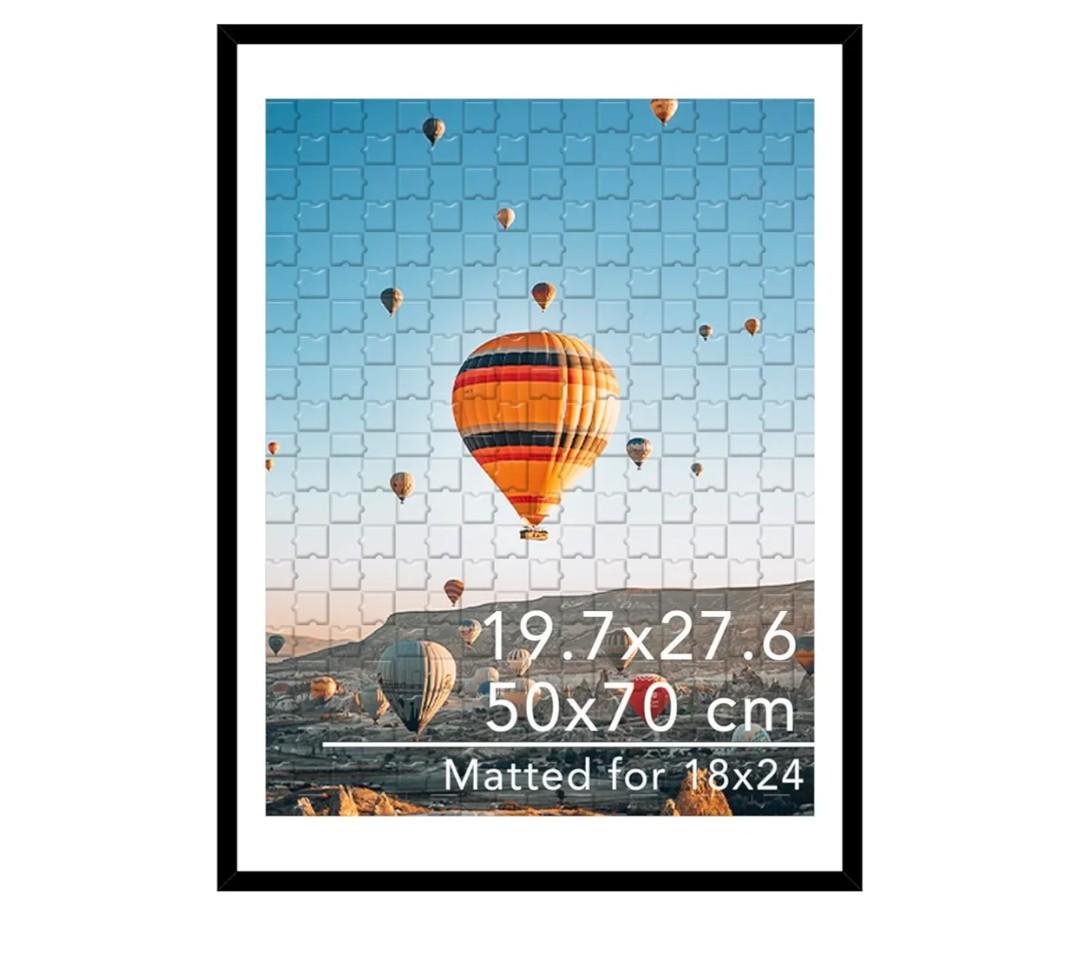 JCJMY 19.7x27.6 Puzzles Frame for 50x70 cm Puzzle Poster Photo Picture, Display 18x24 with Mat or 19.7 x 27.6 without, Wall Hanging 19.7 by 27.6 inch 1000 Pieces Puzzles Frame, Black