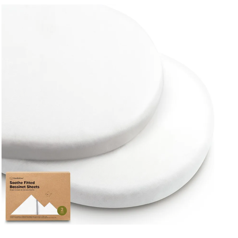 2-Pack Organic Bassinet Sheets for Girls, Boys - 100% Cotton Bassinet Mattress Sheets Compatible with Halo Bassinest Swivel Sleeper, Graco, Baby Delight, Chicco, Unisex Fitted Bassinet Sheets(Soft White)