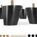 FoDau770 Black Rubber Wood Furniture Legs 2 Inches, Slant Tapered Wood Feet Mid Century Sofa Legs Set of 8, 5/16" UNC Furniture Feet Replacement Parts for Cabinet Couch Dresser Chair Ottoman Table (2 Inch, Black)