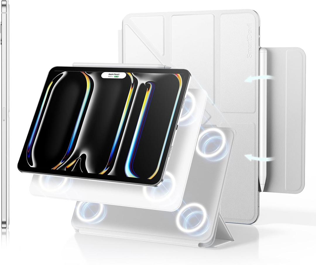 SMARTDEVIL Magnetic Case for iPad 11th 10th Generation 2025/2022 (11"/10.9"), Lightweight Shockproof Protective Tablet Case Cover with Pencil Holder, Auto Wake/Sleep, 5 Standing Angles, White