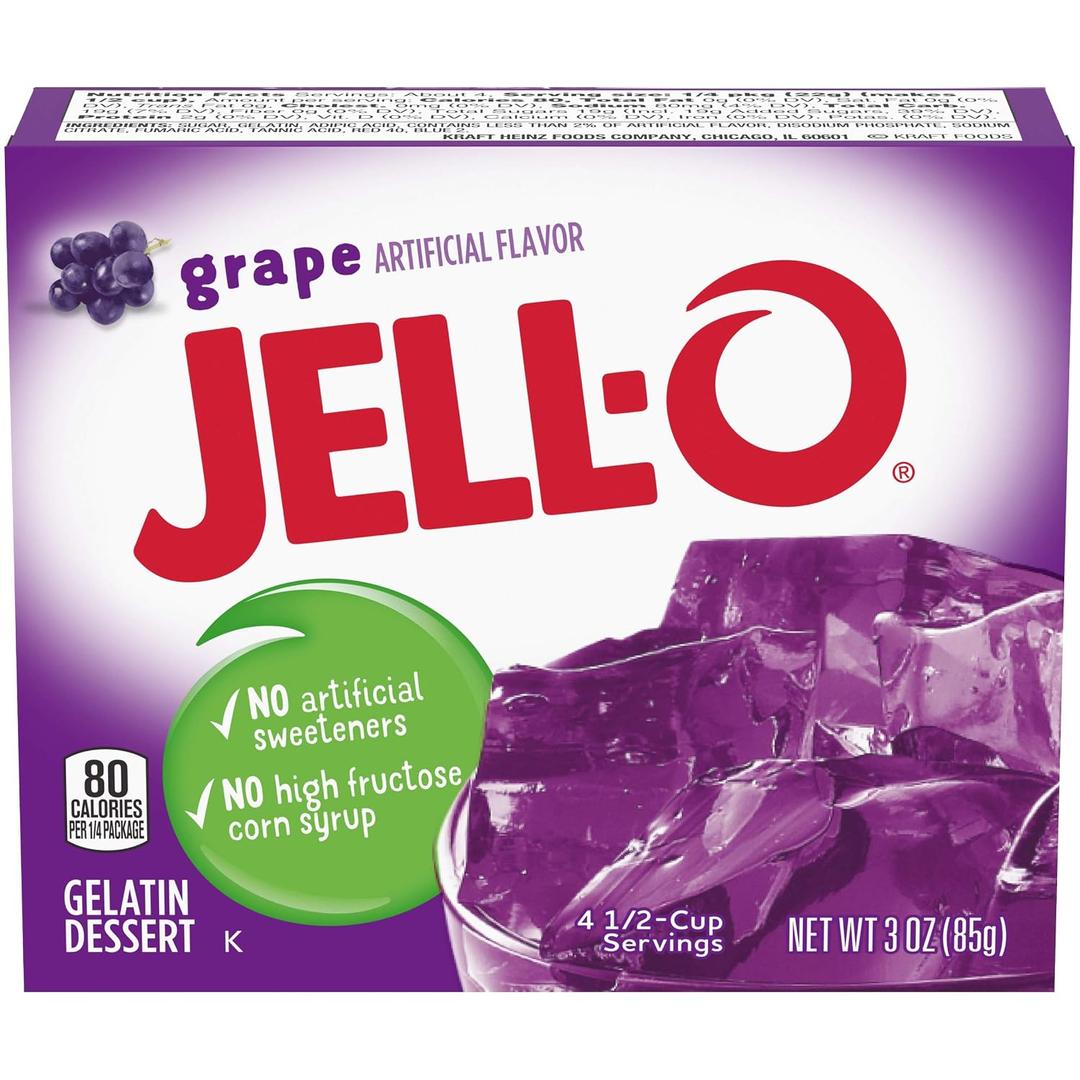 Jell-O Grape Gelatin Mix (3 oz Boxes, Pack of 24) (EXP 10/13/27)