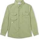 OCHENTA Boys' Button Down Long Sleeve Fishing Shirt Quick-Dry UV Sun Protection Outdoor Tops, Height 150