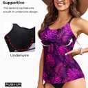 Women Underwire Tankini Top Only - Modest Flowy Bathing Suit Swimsuit Tops with Bra Support No Bottom (Black, L)