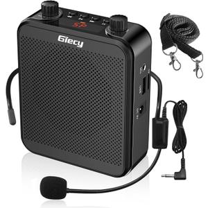 Portable Voice Amplifier, Giecy 30W 2800mAh Bluetooth Rechargeable Personal Voice Amplifier with Microphone Headset, PA System Speaker for Multiple Locations Classroom, Meetings and Outdoors
