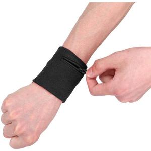 Wrist Wallet Bag - Breathable Sweatband with Key Holder, Coin Storage for Running, Cycling, Gym (Black)