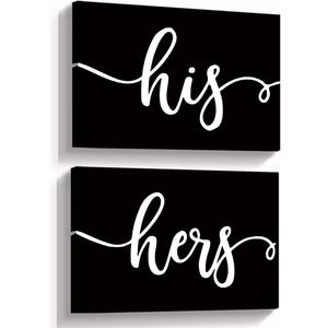 hold fizz His and Hers Bedroom Bathroom Decor, Black Couple Wall Art 11x14 Set of 2, Bedroom Wall Decor for Couples, Christmas Valentines Day Gifts for Husband and Wife Wall Decor