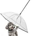 Transparent Dog Umbrella for Small Breed, Clear Walking Umbrella with Strap for Rain/Snow