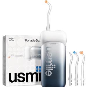 usmile C10 Portable Water Flosser  Travel-Friendly, 95-Day Battery, 4 Modes, 360 Nozzle, 180ml Tank, IPX7 Waterproof, Dentist-Recommended for Braces, Implants & Sensitive Gums (Inkstone Black)