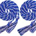 Double Blue and White Graduation Honor Cords for Graduation 2025, National Honors Society Royal Blue and White Cords