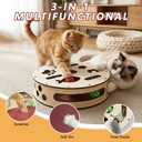Large Cylindrical Cat Nail File Box, Wooden Cat Scratch Puzzle Box with Sandpaper & Bells, Interactive Cat Scratcher, Stress-Free Nail Trimming for Indoor Cats
