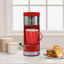 Kenmore Single Serve Coffee Maker 612 Oz Brew Sizes, Compatible with Keurig KCup Pods & Ground Coffee, One Cup Brewer, Travel Mug Friendly, Auto ShutOff, Hot & Iced maquina de cafe, Red