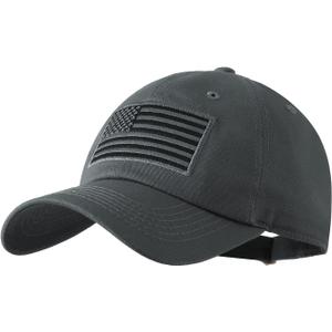 IIN American Flag Baseball Cap for Men Women Low Profile USA Army Tactical Operator Military Plain Dad Hat (Gray)