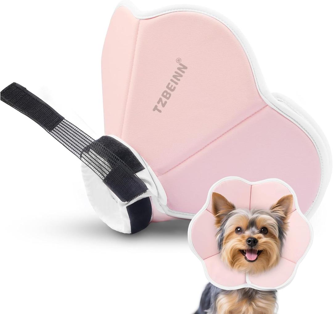 Soft Dog Cone Collar Alternative for Small Dogs(Adult Yorkshire Adult Chihuahua), Adjustable Protective Dog Head Recovery Cone, Elizabethan Comfortable Neck Pillow Cone After Surgery Anti Licking (S(Neck Girth:7"-9.8"), Pink)