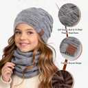 AWAYTR Kids Winter Hat Gloves Scraf Sets, Beanie for Boys Girls Toch Scree Gloves Neck Warmer for Toddler (Gray)
