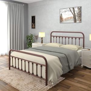 Golden Gate Beds Vintage Style Metal Bed Frame with Wrought Iron Headboard and Footboard, Classic Platform Bedframe with Storage, No Box Spring Needed, Mattress Foundation, Brown, Queen Size