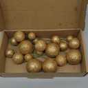 ASTARON 20 Pcs Mini Balloons Cake Topper Sticks - Glitter Gold Ball Picks for Christmas Birthday Decorations