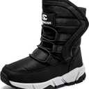 GUBARUN Boys Snow Boots Winter Waterproof Slip Resistant Cold Weather Shoes (Big Kid 4.5) (Black2)