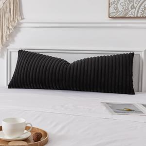 UGASA Long Lumbar Throw Pillow Cover 14x36 Inch Set of 1 Super Soft Faux Fur Decorative Pillow Case Plush Flannel Texture Accent Rectangle Pillowcase for Sofa Couch Living Room Chair, Black