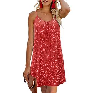 ULTRANICE Women's 2026 Spring Summer Casual Vacation Hawaiian Beach Dresses Cover Up V Neck Polka Dot Backless Mini Sun Dress(Floral I,XL#)