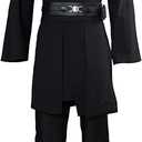 Laku Tunic Costume Mens Tunic Hooded Robe Cosplay Full Set Halloween Costume (Medium, Black)