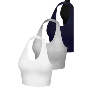 3 Pack Women Halter Tops V Neck Crop Halterneck Tank Backless Tie Back Crop Top Deep V Neck Vest Size S