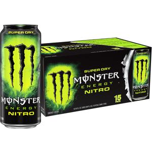 Monster Energy Nitro Super Dry, Maximum Strength, Energy Drink, 16 ounce | Pack of 15