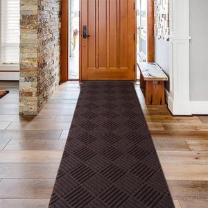 Runner Rugs 2FTx6FT Indoor Outdoor Hallway Runner Rubber Backing Non-Slip Carpet Washable Area Rugs Custom Sizes for Entryway Kitchen Bathroom Laundry Room Balcony Patio Brown