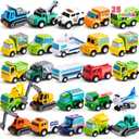 JOYIN 25 Pieces Pull Back Cars and Trucks Toy Vehicles Set for Toddlers, Girls and Boys Kids Play Set, Die-Cast Car, Party Favors, School Gifts, Goodie Bags Stuffers for Kids