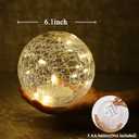 Crackle Globe LED Lamp Battery Operated, Lighted Glass Orb for Festival Christmas Decoration, Gold Mercury Glass Ball Light for Living Room Indoor (No Timer)