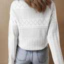 SHEWIN Fall Sweaters for Women Casual Crewneck Long Sleeve Crochet Pullover Tops Sweater (XX-Large, White)