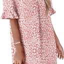 OFEEFAN Summer Dresses for Women Ruffle Short Sleeve V Neck Casual Shift Dress with Pockets (S)