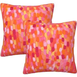 Abstract Geometry Red Throw Pillow Covers Set of 2 Couch Pillow Case Decoration Cushion Covers for Sofa Home Living Room Bedroom Outdoor 18X18 Inch
