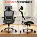 GTPLAYER Big and Tall Ergonomic Mesh Office Chair, High Back Home Desk Chair Computer Gaming Chair with Headrest, Flip-Up Arms, 90-125 Tilt Lock and Wide Cushion, Task Chair for Man Woman-Deep Black