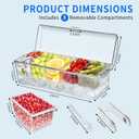 Large Ice Chilled Condiment CaddyChilled Condiment Containers Server with Lids for 5 Removable Compartments (2.5 cup)Serving Platters, Fruit & Garnish Tray for Party Supplies & Bar Accessories