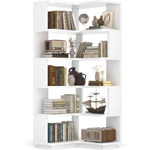 Besiost Corner Book Shelf, 6-Shelf Corner Bookshelf for Small Corner Spaces, 6-tier
