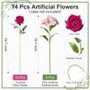 Fake Flowers, 14 Pcs Fake Roses & Lilies Flowers Artificial Flowers Faux Flowers Silk Flowers Real Touch Faux Flowers for Vase Room Decor Gifts For Women Baby Shower Decorations Kitchen Decor