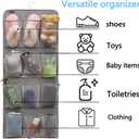 Dual Sided Hanging Shoe Organizer for Closet with Rotating Hanger Hanging Shoe Rack Holder with 24 Large Pockets (Grey-Mesh Pockets)