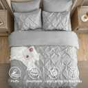 Bedsure Queen Comforter Set Light Grey - Bed in a Bag Queen Size Bedding 7 Pieces, GentleSoft Pintuck Bed Set Gift for Family, Pinch Pleat All Season Comforter with Sheets, Pillowcases & Shams
