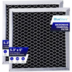 BlueStars 8206230A Microwave Charcoal Filter Replacement 5.3" x 5"  Compatible with Whirlpool & Maytag Microwaves Over The Range Ovens  Replaces 8206230 AP4299744 PS1871363 - Pack of 2