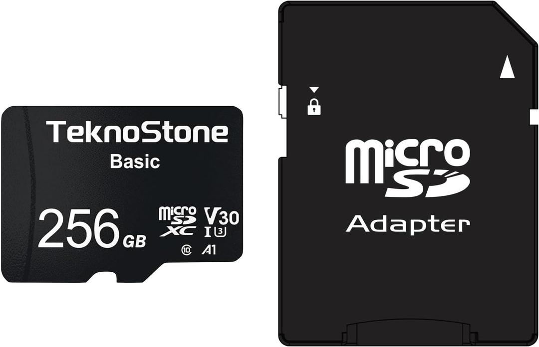 TeknoStone Basic 256GB Micro SDXC Memory Card with Adapter Up to 90MB/s Read Speed U3 V30 A1 Rated HD Video Support TF Card for Dashcams Security Cameras Tablets Phones (1 Pack)