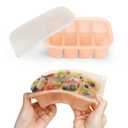 haakaa Silicone Baby Food Freezer Tray with Lid by haakaa - Perfect Storage Container for Homemade Baby Food, Vegetable & Fruit Purees, and Breast Milk, Blush (Large)
