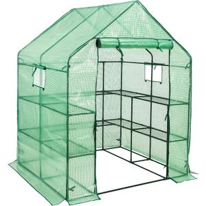 SUNGIFT Walk-in Greenhouse for Outdoors, 57x61x80 Inch Large Greenhouse, 3 Tiers 10 Shelves Mini Green House Kit with Observation Windows Roll-up Door Zipper, Plant Garden Hot House for Herbs, Flowers