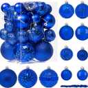 41PCS Navy Blue Christmas Ornaments Set - Shatterproof Christmas Tree Ornaments with Icicle for Holiday Party - Vintage Xmas Decorations in 4 Sizes