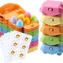 Colored Half Dozen Egg Cartons 20 Pcs Set, Natural Pulp Paper Egg Cartons 6 Count for Chicken Eggs Reusable, Blank Colorful Easter 5 Color Storage Tray for Hold Up to Six 6 Egg Holder Basket Cardboard