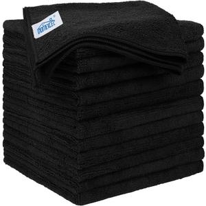 HOMEXCEL Black Microfiber Cleaning Cloth 12 Pack, 12.5 x 12.5 inch Microfiber Towels for Cars, Ultra Absorbent Car Washing Cloth, Lint Free Streak Free Cleaning Rags for Car, Kitchen, and Window