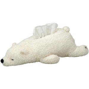 CHOOLD Super Soft Plush Polar Bear Tissue Box Cover Cute Paper Holder Napkin Box for Car Home Bathroom Kitchen Office(White Brown Pink)