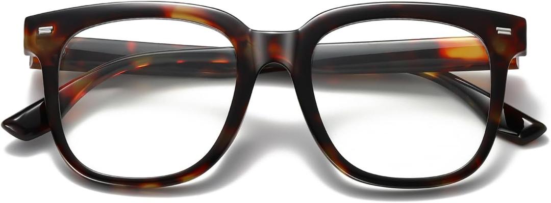 kimorn Oversized Blue Light Glasses for Women Men,Square Frame Anti Eyestrain & UV Protection Computer Eyewear (Tortoiseshell)