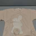 2 x MOBJVIY Toddler Baby Girl Clothes Cute Bunny Embroidery Long Sleeve Sweatshirt Romper Newborn Girl Boy Easter Outfit (Khaki, 12-18 Months)